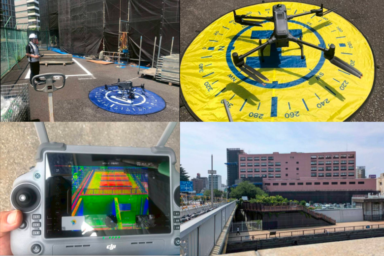 東京都発注の蔵前水再生センター外壁修繕工事で、ドローンによる建物点検・赤外線調査・熱中症対策を実施。立川 ドローンスクール・多摩 ドローンスクールでドローン国家資格（二等無人航空機操縦士）を学べるドローンスクールコモンズ立川立飛（株式会社エーアールエー）